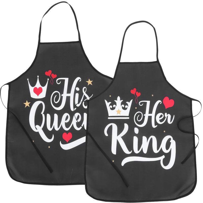 2Pcs Valentines Day Apron Lovely Heart Apron Cute Kitchen Cooking Baking Apron Chefs Apron for Cooking Grill BBQ Baking for Men Women Black - Image 5