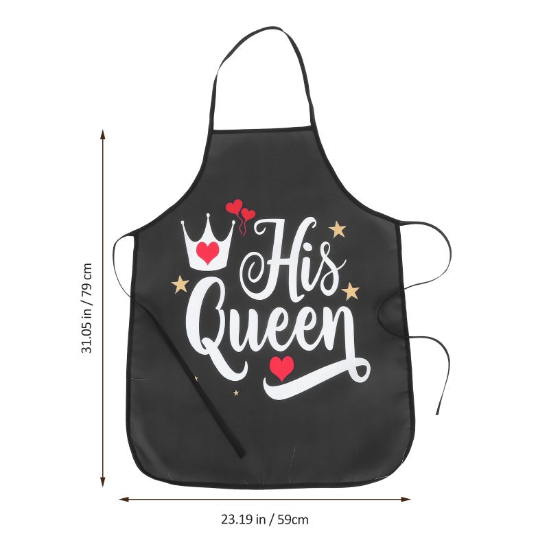 2Pcs Valentines Day Apron Lovely Heart Apron Cute Kitchen Cooking Baking Apron Chefs Apron for Cooking Grill BBQ Baking for Men Women Black - Image 4