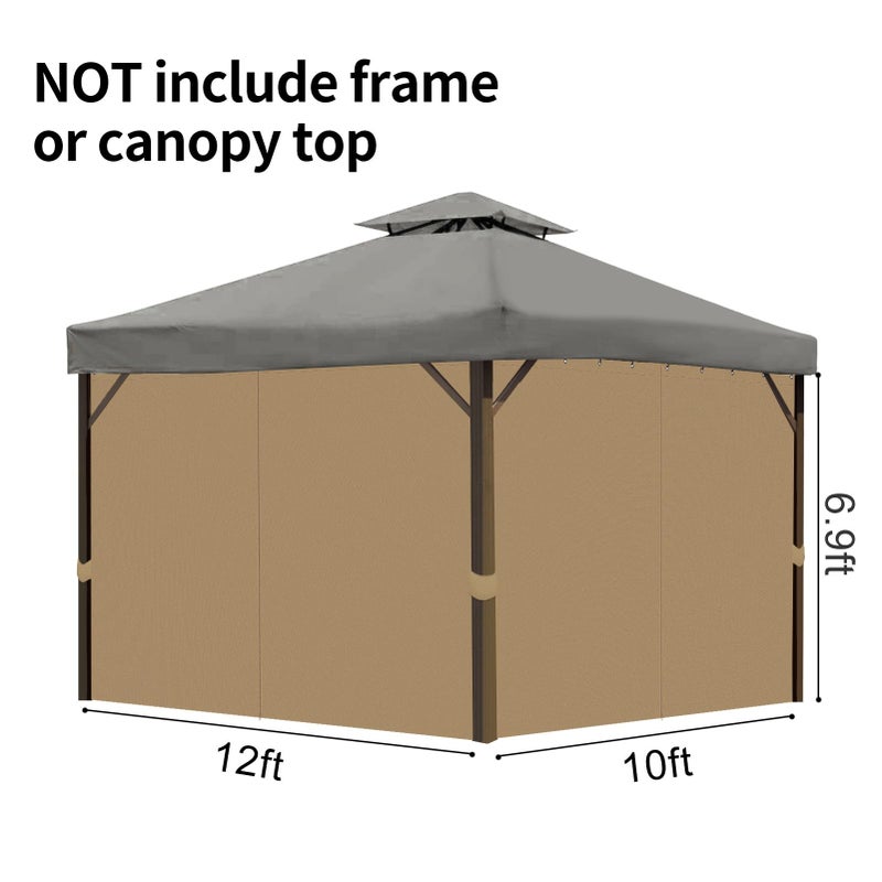 aonear Gazebo Privacy Curtains 10' x 12' with Zipper 4-Panels Side Wall Universal Replacement for Patio, Outdoor Canopy, Garden and Backyard (Curtain Only) - Image 2
