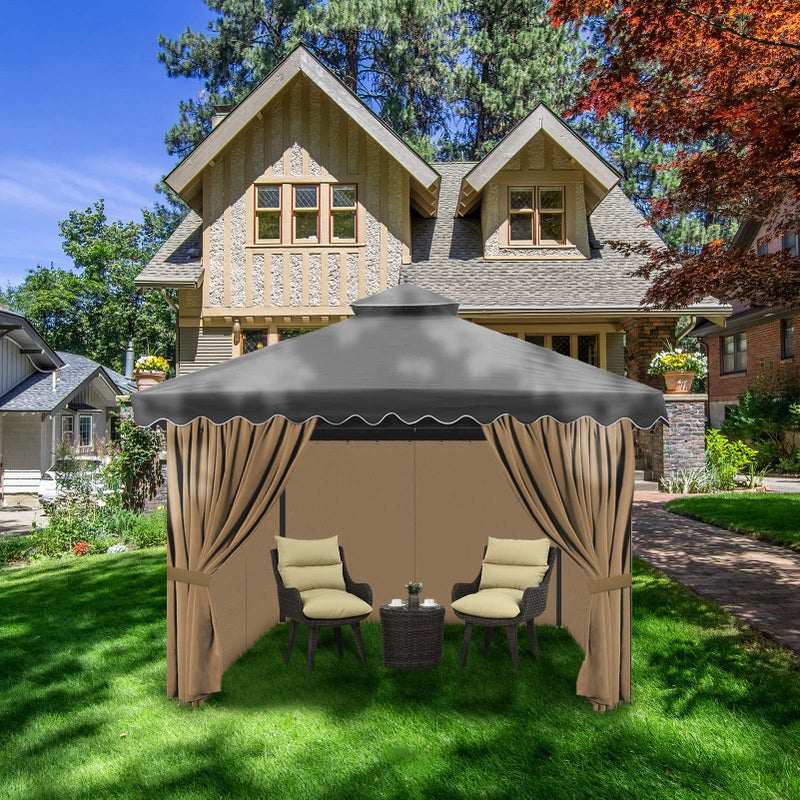aonear Gazebo Privacy Curtains 10' x 12' with Zipper 4-Panels Side Wall Universal Replacement for Patio, Outdoor Canopy, Garden and Backyard (Curtain Only) - Image 5