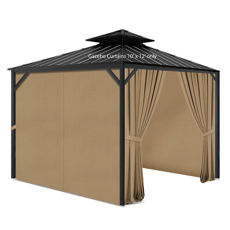 aonear Gazebo Privacy Curtains 10' x 12' with Zipper 4-Panels Side Wall Universal Replacement for Patio, Outdoor Canopy, Garden and Backyard (Curtain Only) - Image 1