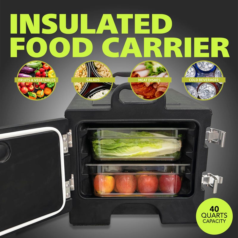 Pearington 40qt Food Carrier, 304 Stainless Steel Latch, Portable Food Warmer, Black - Image 2