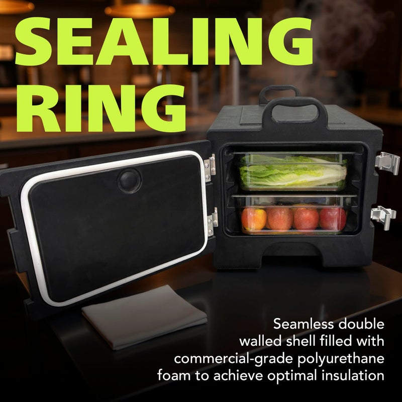Pearington 40qt Food Carrier, 304 Stainless Steel Latch, Portable Food Warmer, Black - Image 4