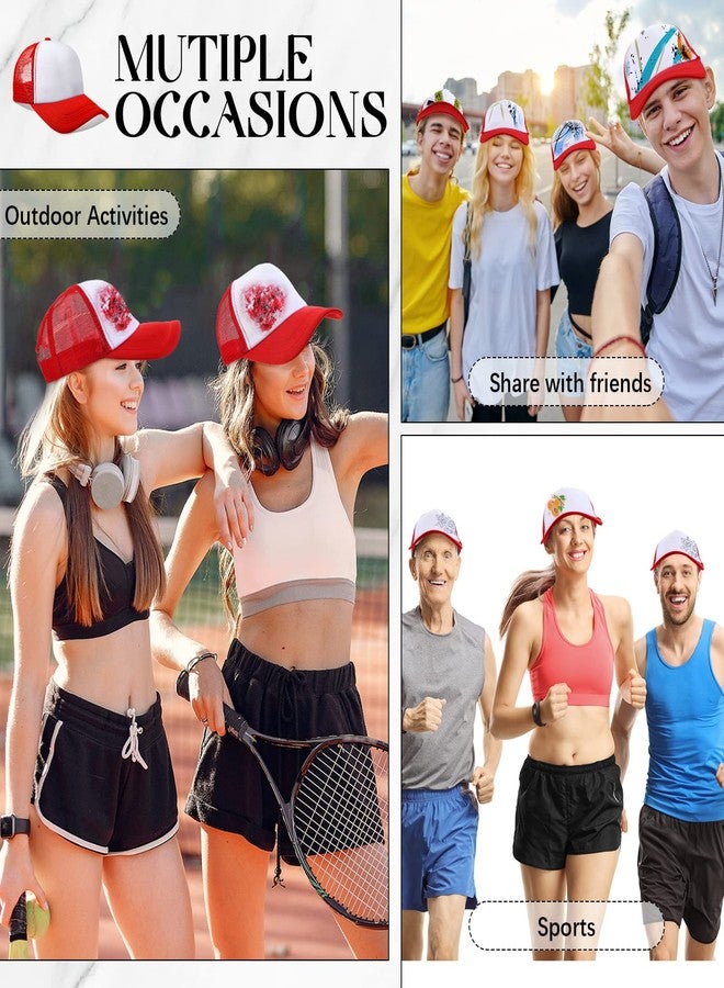 Vabean 24 Pack Sublimation Blank Cap Trucker Mesh Cap Unisex Plain Blank Baseball Hat for DIY Embroidery Sublimation Printing (Red) - Image 5
