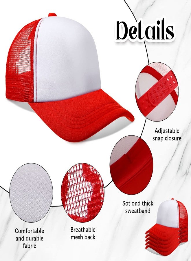 Vabean 24 Pack Sublimation Blank Cap Trucker Mesh Cap Unisex Plain Blank Baseball Hat for DIY Embroidery Sublimation Printing (Red) - Image 3