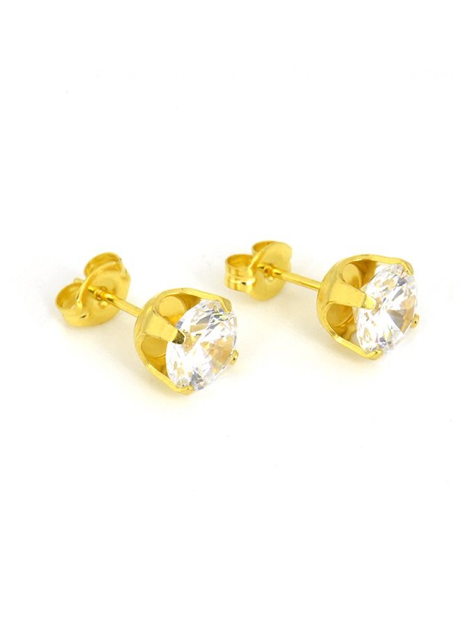Studex 7MM Cubic Zirconia 24K Pure Gold Plated Ear Studs - Image 2
