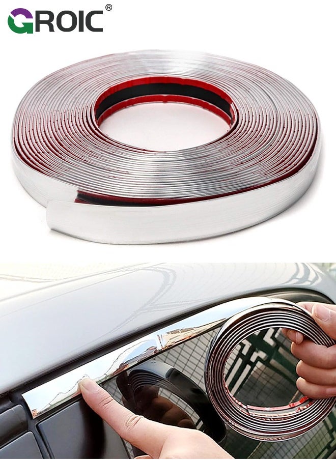 GROIC - 0.79"*49 Ft Chrome Molding Trim, Car Auto Truck Side Exterior Edge Lip Protect Sticker DIY Exterior Decoration for Bumper Door Guard Protection, Car Scratchproof DIY Moulding Trim Strip Line - Image 1