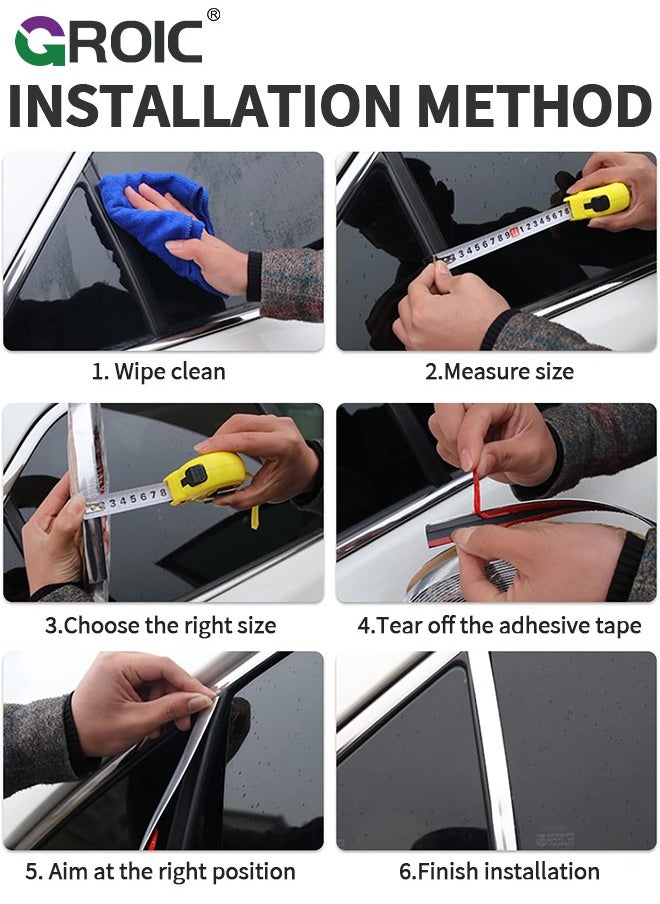 GROIC - 0.79"*49 Ft Chrome Molding Trim, Car Auto Truck Side Exterior Edge Lip Protect Sticker DIY Exterior Decoration for Bumper Door Guard Protection, Car Scratchproof DIY Moulding Trim Strip Line - Image 1