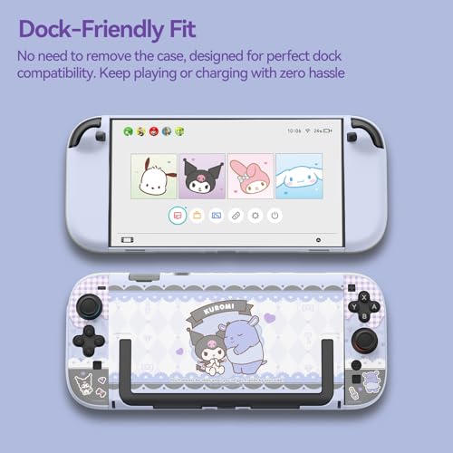 Kuitmor Dockable PC Protective Case Compatible with Switch 2 Model 2025, All-Round Protection Hard Protective Shell for Switch 2 2025 Accessories (Light Purple Kuromi) - Image 4