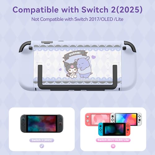 Kuitmor Dockable PC Protective Case Compatible with Switch 2 Model 2025, All-Round Protection Hard Protective Shell for Switch 2 2025 Accessories (Light Purple Kuromi) - Image 2