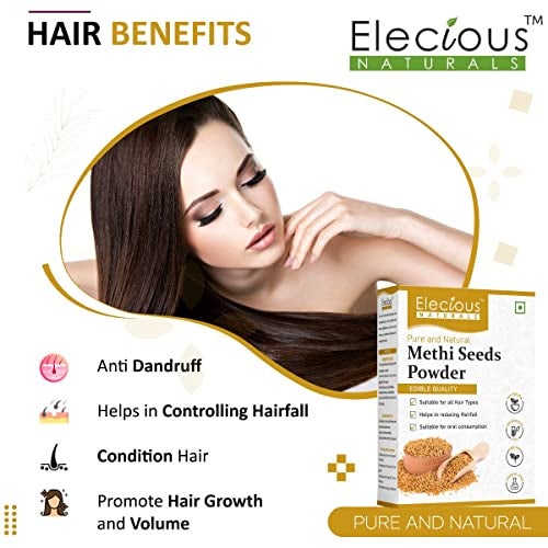 Elecious 100% Methi Seed Powder For Hair Growth - 200 g | Fenugreek Powder | 100% Pure and Natural | Ideal for Hair care, Hair growth, Skin care and Eating - Image 2