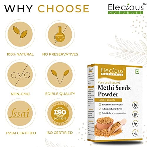 Elecious 100% Methi Seed Powder For Hair Growth - 200 g | Fenugreek Powder | 100% Pure and Natural | Ideal for Hair care, Hair growth, Skin care and Eating - Image 5