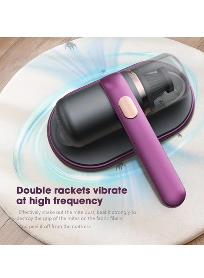 عربست أداة إزالة غبار منزلية عالية التردد وقوية في المنزل، مكنسة كهربائية محمولة باليد لإزالة الغبار، مكنسة كهربائية لاسلكية مزدوجة لإزالة الغبار لاسلكيًا لتنظيف الوسائد والأرائك (اللون: أرجواني) - Image 3