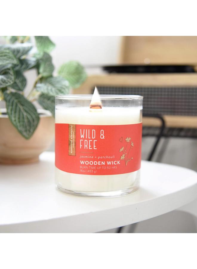 CANDLE-LITE Essential Elements Wild And Free Wooden Wick Scented Jar Candle White 453G 4550020 - Image 3