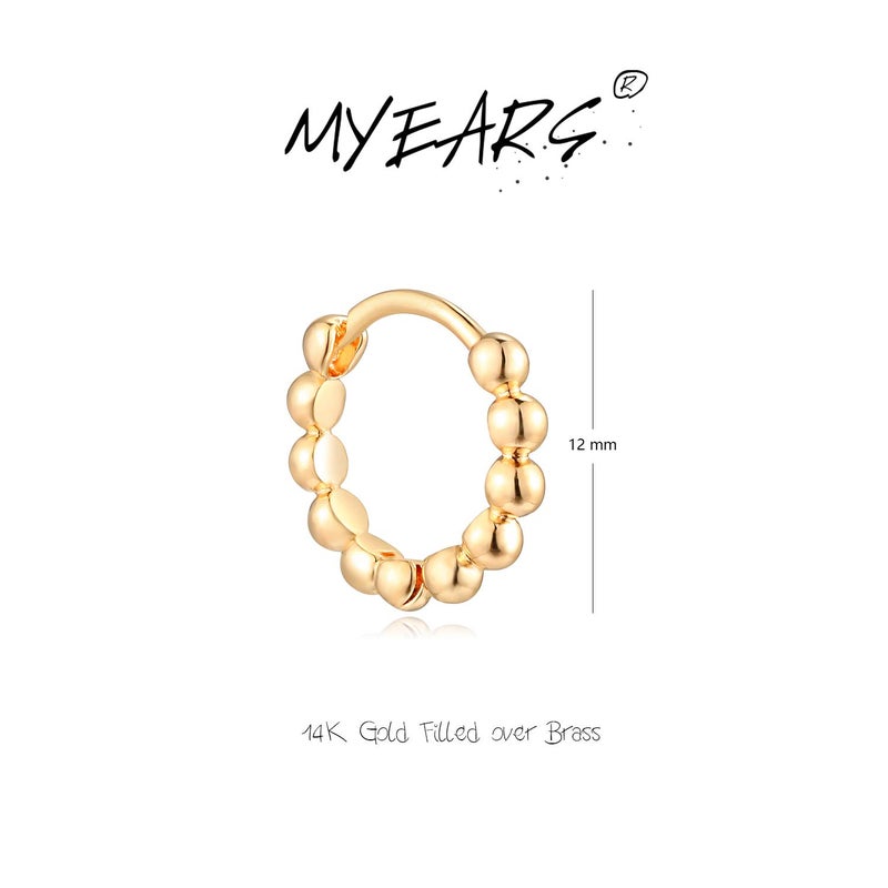 MYEARS Women Beaded Earrings Gold Huggie Hoop 14K Gold Plated Small Simple Hypoallergenic Everyday Jewelry - Image 5