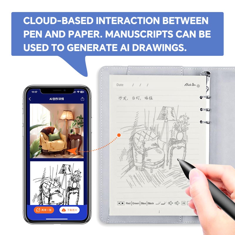 lewitools Smart Digital Pen Real-Time Sync Write on Paper Sync to Phone Mobile Voice to Text Sync Handwritten Notes Handwriting Voice to Digital Texts Storage Voice-Controlled Painting - Image 4