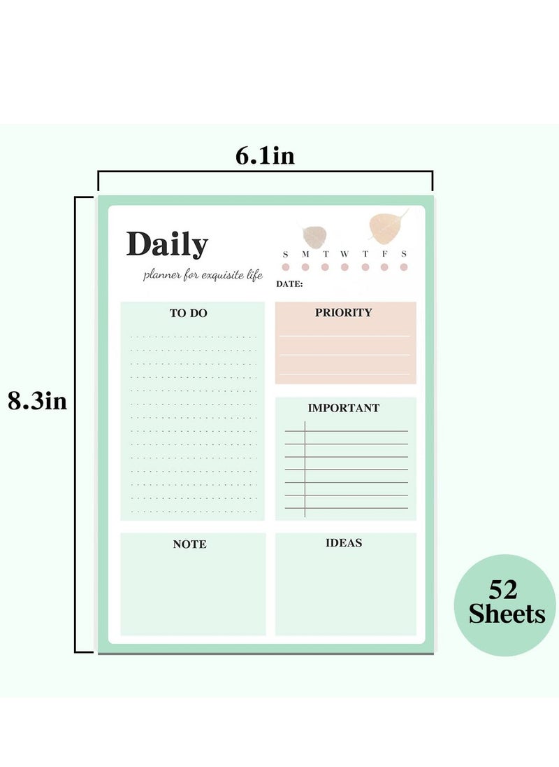 SYOSI - Daily Planner Notepad, 2Pcs To Do List Notepad Undated Note Pad, 8.4 X 6.1 Inech 52 Sheets Checklist Notepad for Work Planner, Academic Planner,  Tear-Off Sheets Planning Pad, School Supplies - Image 1