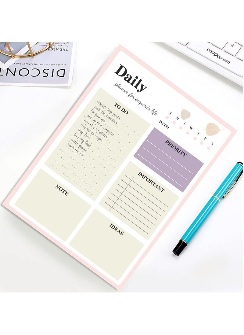 SYOSI - Daily Planner Notepad, 2Pcs To Do List Notepad Undated Note Pad, 8.4 X 6.1 Inech 52 Sheets Checklist Notepad for Work Planner, Academic Planner,  Tear-Off Sheets Planning Pad, School Supplies - Image 1