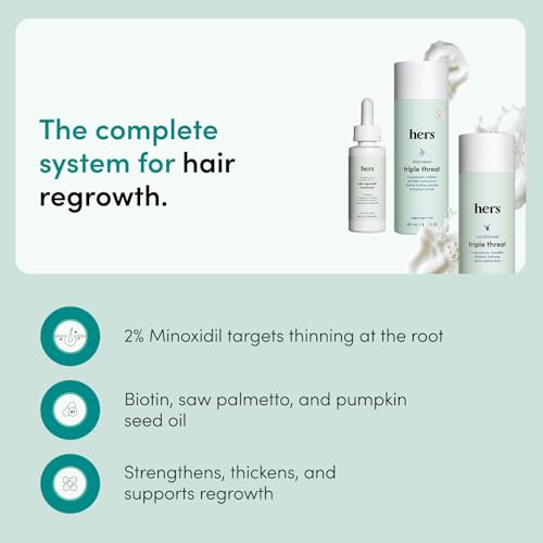 HIMS & HERS hers Triple Threat Shampoo Conditioner and 2 Minoxidil Set Biotin Saw Palmetto Pumpkin Seed Oil Supports Hair Regrowth for Women ColorSafe ParabenFree Napa Rose Scent 3 Count - Image 3