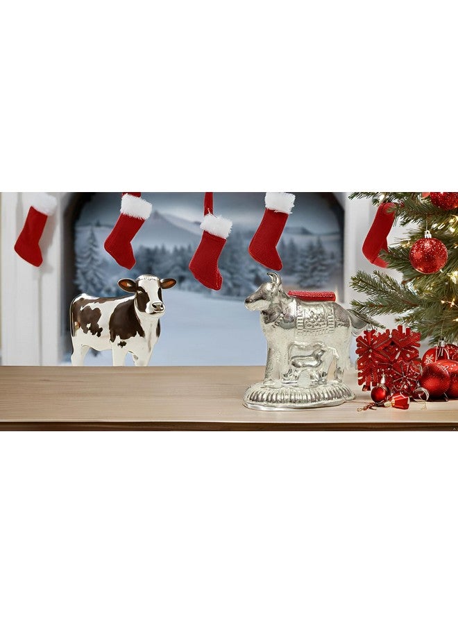 Vail Creations Vail Creation German Silver Kamdhenu Cow and Calf Idol Decoration for Pooja Room Gift Worship Office Home Decor Items | Silver Cow and Calf Statue - Image 2