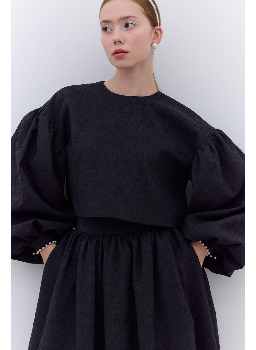 Manuka Pearl Detailed Evening Blouse Black  - Image 2