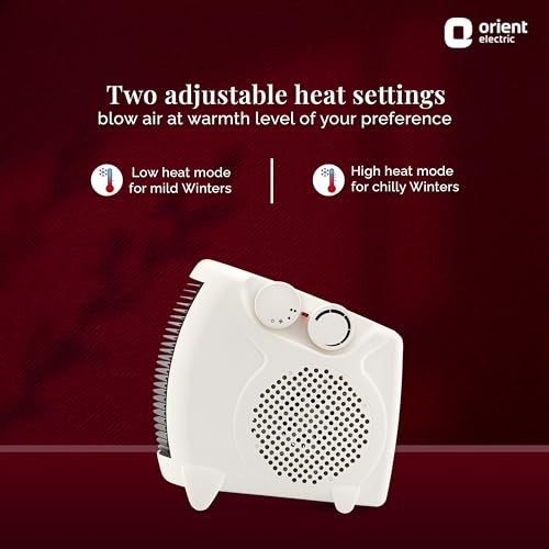 Orient Electric Areva Portable Room Heater | 2000W | Two Heating Modes | Advanced Overheat Protection | Horizontal & Vertical Mount | 1-year replacement warranty by Orient | White - Image 5