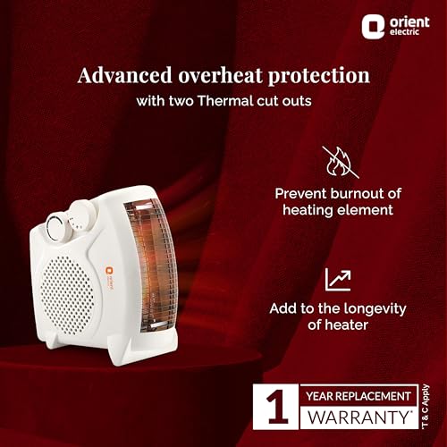 Orient Electric Areva Portable Room Heater | 2000W | Two Heating Modes | Advanced Overheat Protection | Horizontal & Vertical Mount | 1-year replacement warranty by Orient | White - Image 3