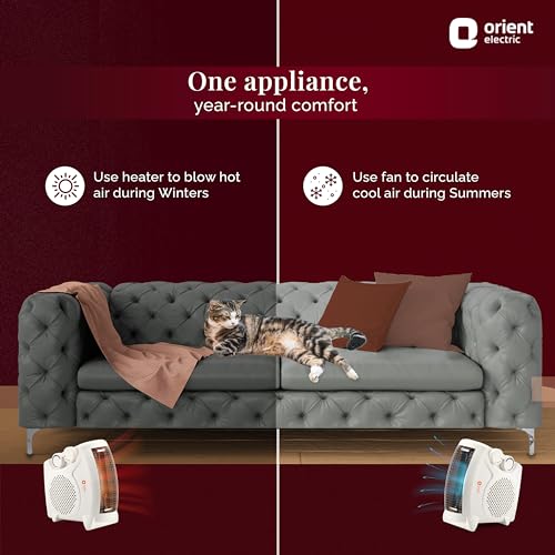 Orient Electric Areva Portable Room Heater | 2000W | Two Heating Modes | Advanced Overheat Protection | Horizontal & Vertical Mount | 1-year replacement warranty by Orient | White - Image 4