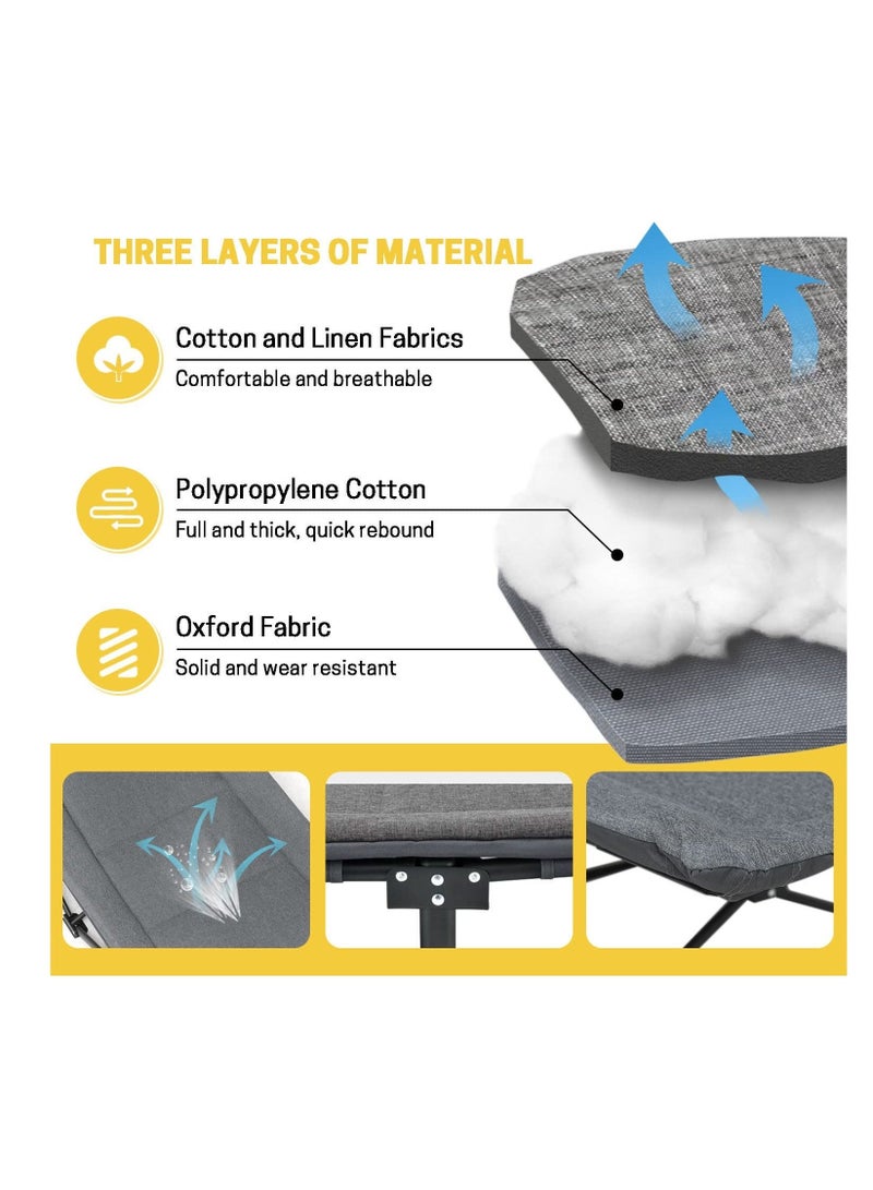 WALALLA Camping Cot for Adults with Cushion and Pillow Folding Lounge Chair Outdoor Folding Bed for Travel Office Garden Beds - Image 2