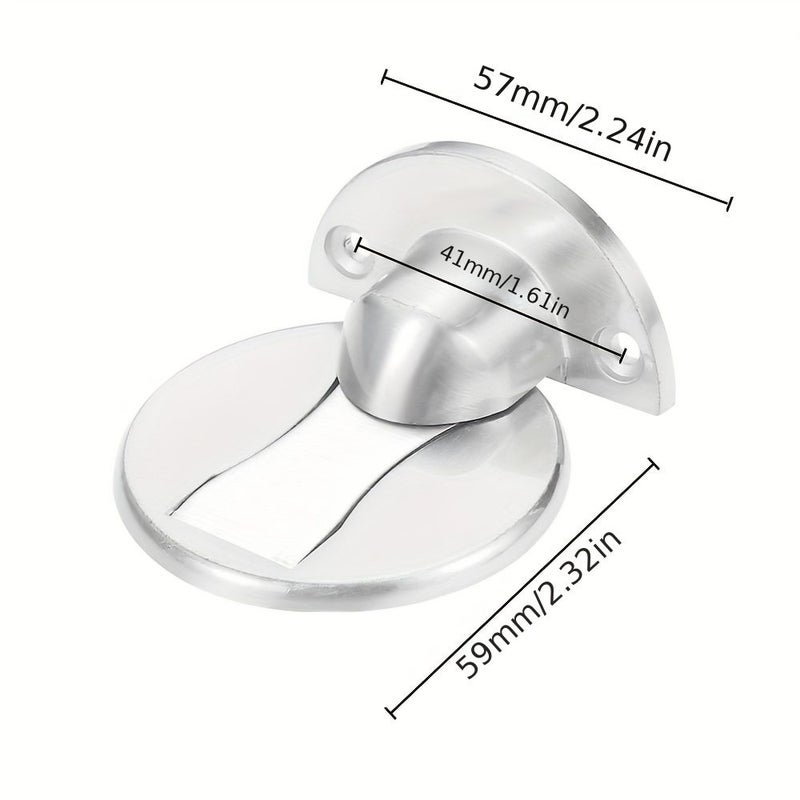 Magnetic Door Stopper In Silvery Stainless Steel With Two Installation Options - Image 2