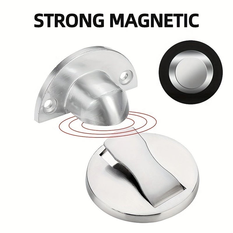 Magnetic Door Stopper In Silvery Stainless Steel With Two Installation Options - Image 4