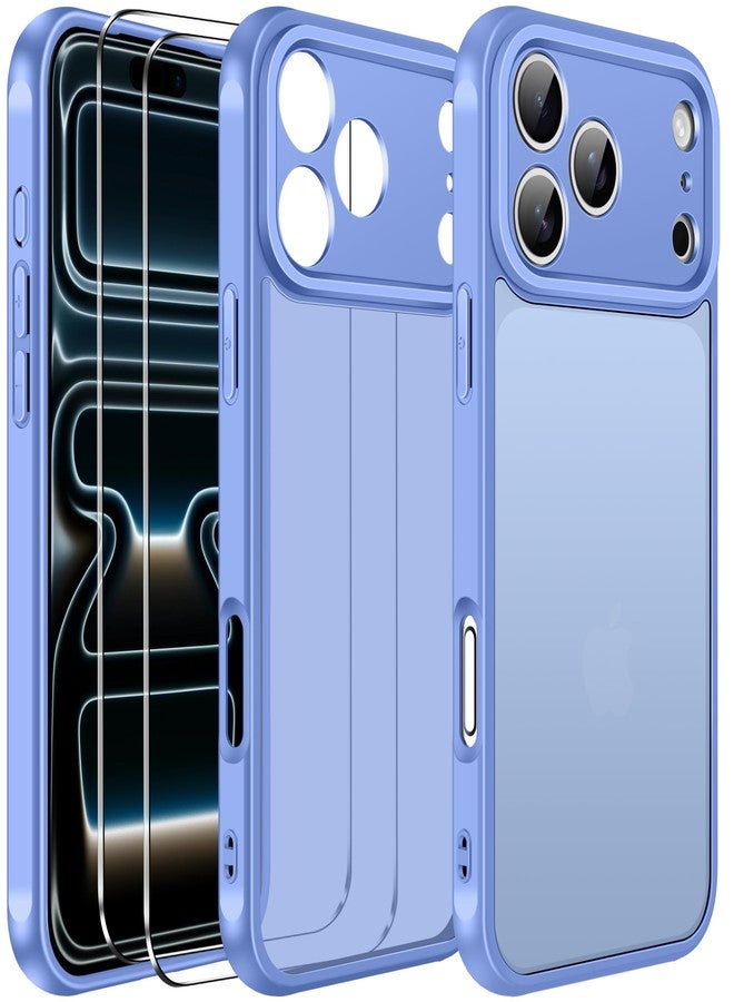 إيفولير جراب شفاف من إيفولر متوافق مع آيفون 17 برو ماكس 6.9 بوصة، جراب واحد + واقيان للشاشة من الزجاج المقوى، غطاء هاتف نحيف مقاوم للصدمات والخدوش، مقاوم للاصفرار، بتصميم عسكري - أزرق فاتح - Image 1