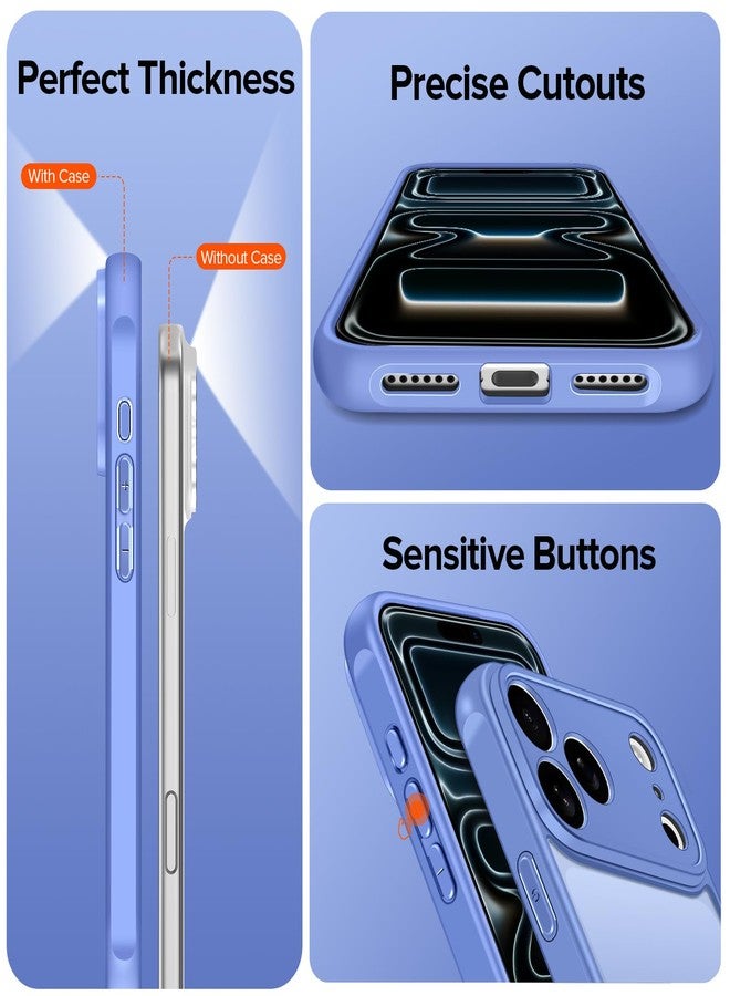 إيفولير جراب شفاف من إيفولر متوافق مع آيفون 17 برو ماكس 6.9 بوصة، جراب واحد + واقيان للشاشة من الزجاج المقوى، غطاء هاتف نحيف مقاوم للصدمات والخدوش، مقاوم للاصفرار، بتصميم عسكري - أزرق فاتح - Image 5