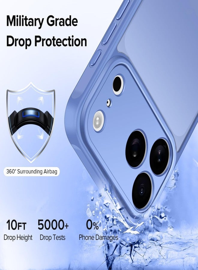 إيفولير جراب شفاف من إيفولر متوافق مع آيفون 17 برو ماكس 6.9 بوصة، جراب واحد + واقيان للشاشة من الزجاج المقوى، غطاء هاتف نحيف مقاوم للصدمات والخدوش، مقاوم للاصفرار، بتصميم عسكري - أزرق فاتح - Image 2