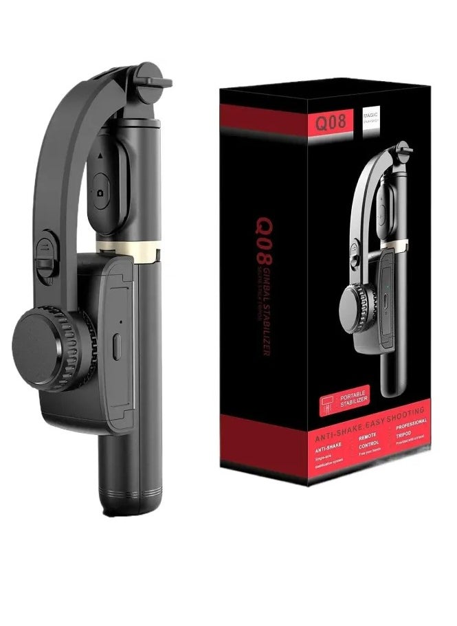 Generic Q08 Bluetooth Handheld Gimbal Stabilizer Outdoor Bracket Wireless Stick Adjustable Selfie Holder for IOS & Android Phone Black  - Image 1