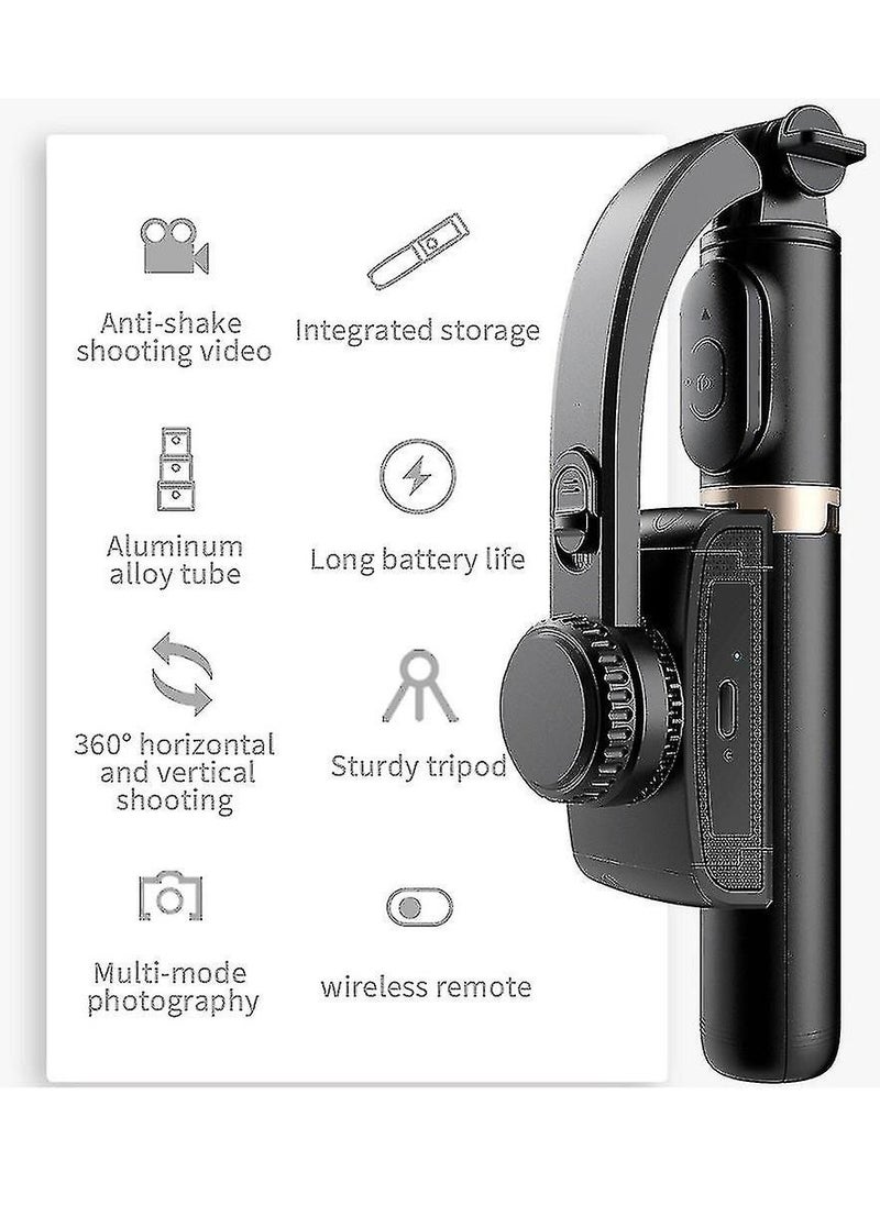 Generic Q08 Bluetooth Handheld Gimbal Stabilizer Outdoor Bracket Wireless Stick Adjustable Selfie Holder for IOS & Android Phone Black  - Image 3