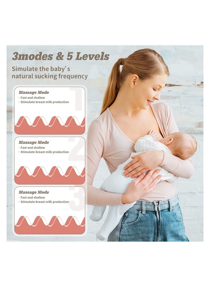 Gonice Breast Pump Electric,Wearable Breast Pump,Low Noise & Hands-Free Breast Pump,Portable Breast Pump with 3 Modes 9 Levels,Memory Function Rechargeable Single Milk Extractor with Massage Mode  - Image 5