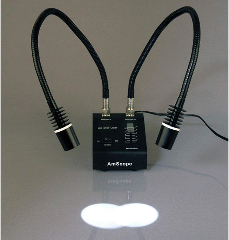 AmScope LED6W Powerful 6 Watt LED Dual Gooseneck Lights Illuminator Black 1 Count Pack of 1 - Image 2