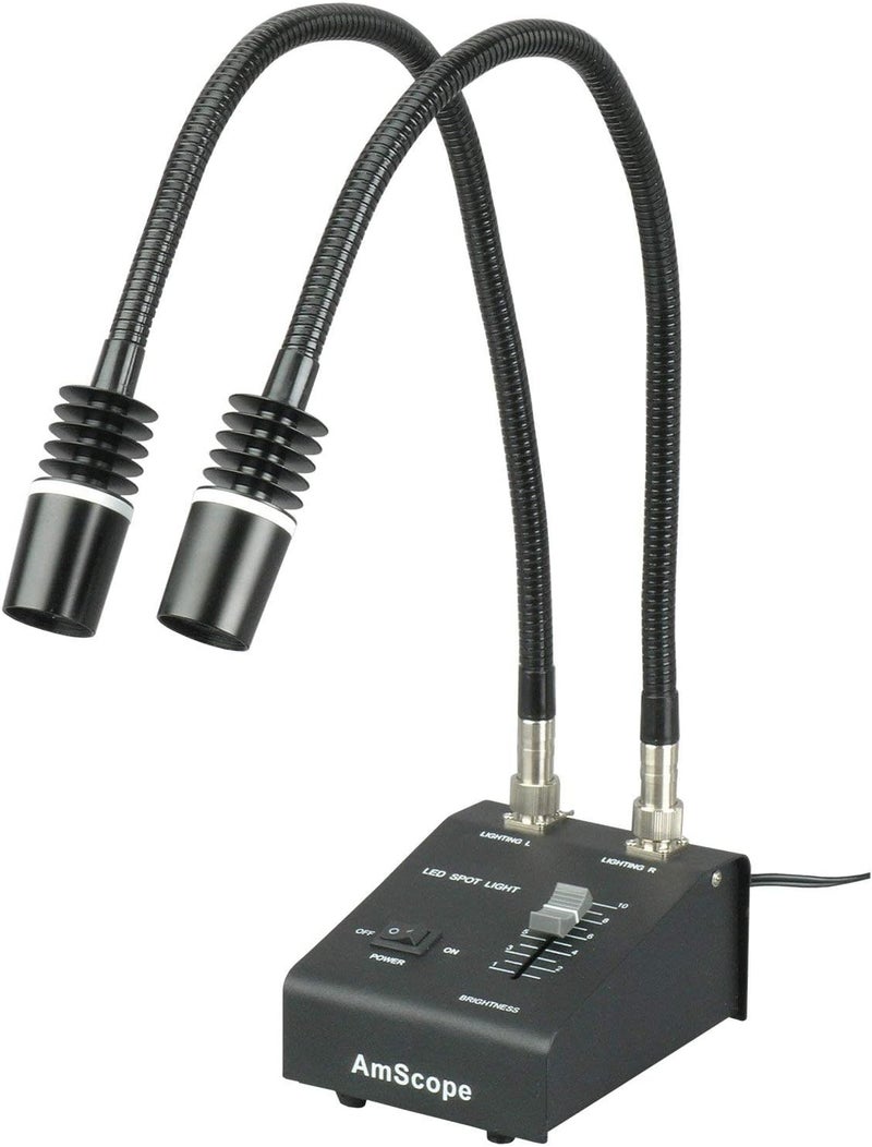 AmScope LED6W Powerful 6 Watt LED Dual Gooseneck Lights Illuminator Black 1 Count Pack of 1 - Image 1