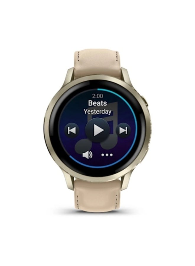 GARMIN Venu 4 – 41 mm - Lunar Gold with Bone Silicone Band and Light Sand Leather Band , Upto 10 Days of Battery Life and Bright, Colorful 1.2 Inch Amoled Display , LightweightDesign , iOS and Android compatible Light Sand - Image 4