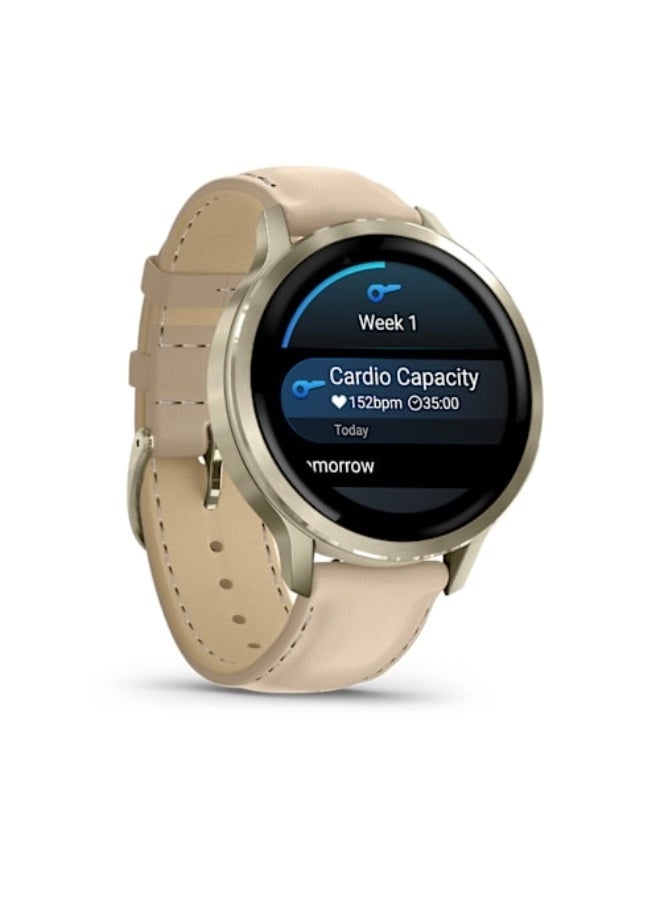 GARMIN Venu 4 – 41 mm - Lunar Gold with Bone Silicone Band and Light Sand Leather Band , Upto 10 Days of Battery Life and Bright, Colorful 1.2 Inch Amoled Display , LightweightDesign , iOS and Android compatible Light Sand - Image 3