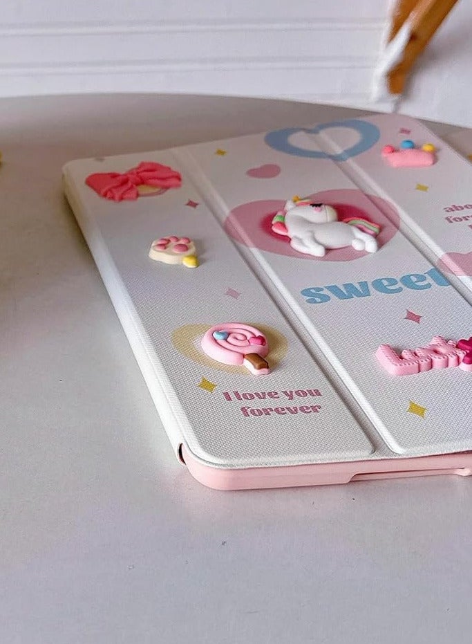 Ecosystem Cases Cartoon 3D Silicon Flip Cover For iPad 9th/8th/7th Generation (2022/2021/2020/2019 Model, 10.2\10.5 inch), Cover with Pencil Holder For Kids - Image 2