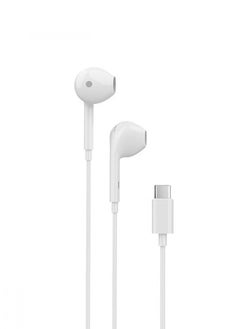 Earphones with Mic and Volume Control, USB C Wired Earphones, In-Ear Headphones for iPhone 15 Pro Max, iPad Pro/Air, Samsung (White) by Foxcore