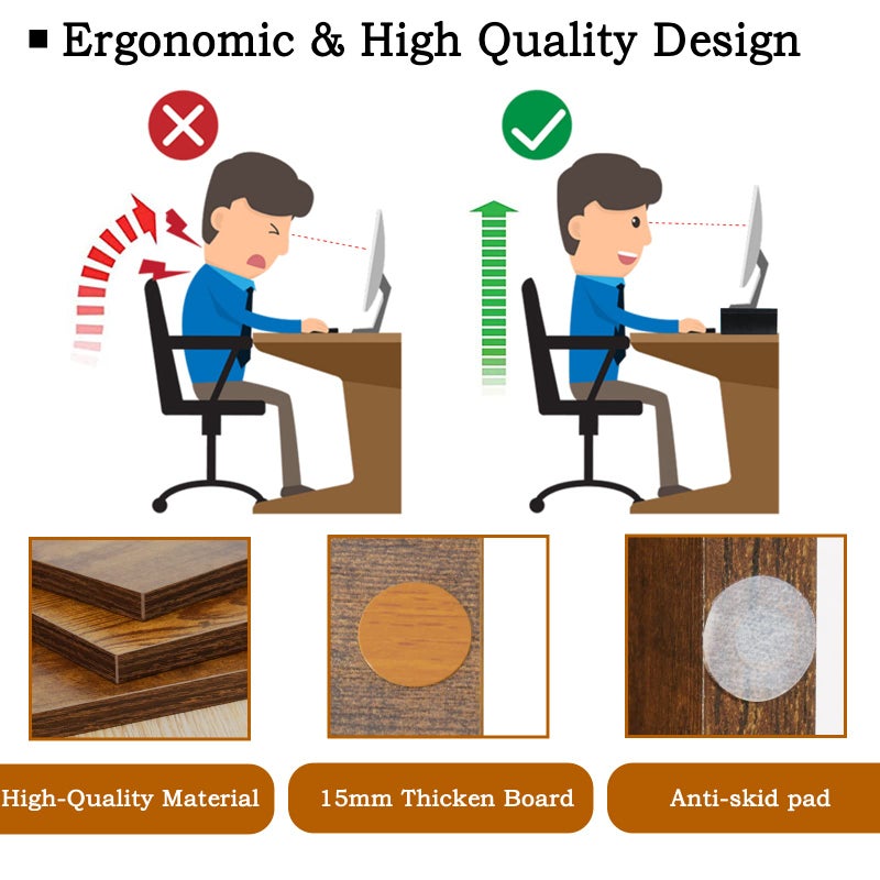 TEAMIX Monitor Riser - 2 Pack, Rustic Brown Wood Adjustable Stand for 2 Monitors/Laptop/PC - Image 5