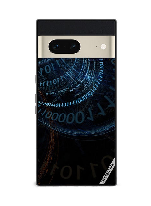 Protective Case Cover For Google Pixel 7 Binary Code Abstract Design Multicolour