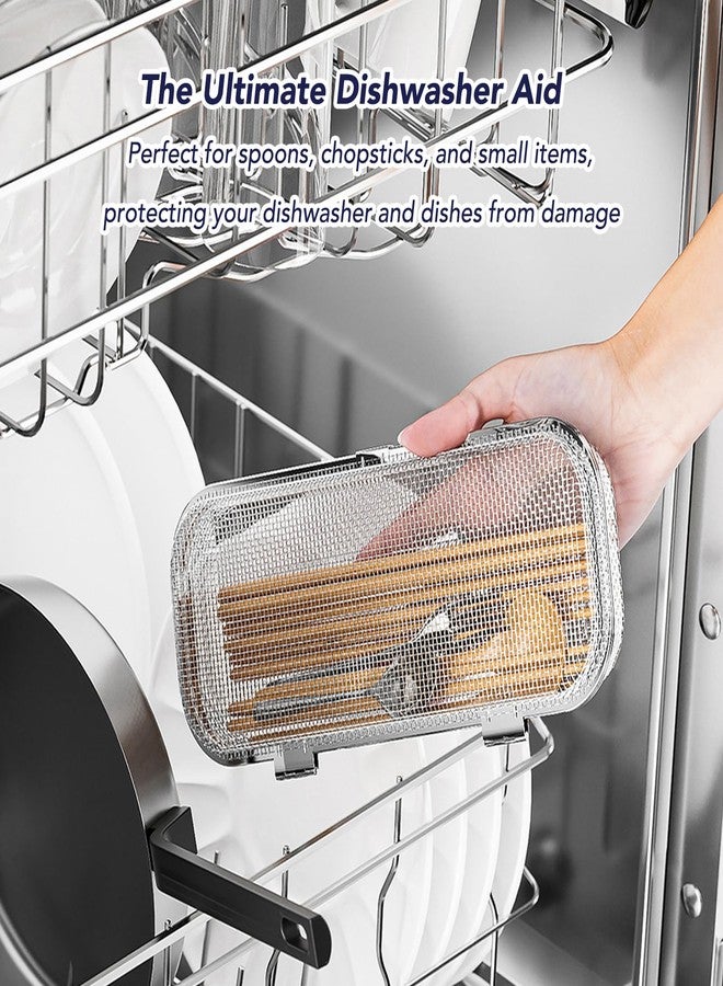 HOZETOKE Dishwasher Basket, 18/8 Food-Grade Stainless Steel Dishwasher Basket for Small Item, Bottle Accessories, Scoops, Forks, Chopsticks Cleaning Basket, Silver - Image 2