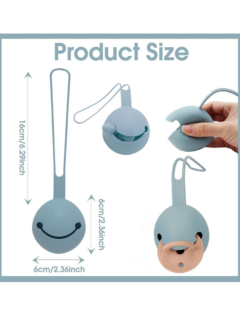 MissTiara - 5 PCS Dummy Clips and Dummy Case Silicone Dummy Holder Case Boys Girl Soother Chain Holder Set Pacifier Case and Dummy Box for Baby Dummies, Nipple Shield Case for Home or Travel - Image 1