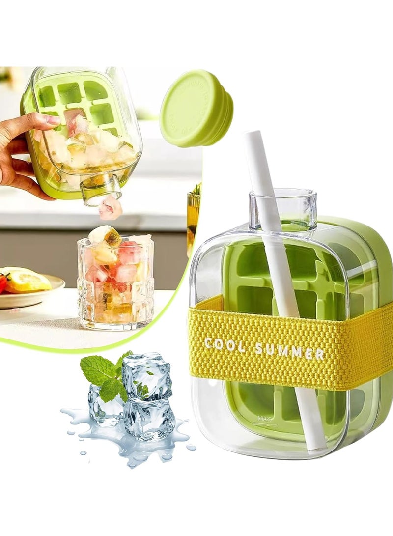 Ice Cube Bottle - 2 in 1 Touch-Free Ice Cube Tray Water Bottle, 2-in-1 Ice Cube Tray & Bottle, Easy Ice Release for Freezer, Perfect, For Coffee, Juice, And Beverages ( 500ml)  - Image 1