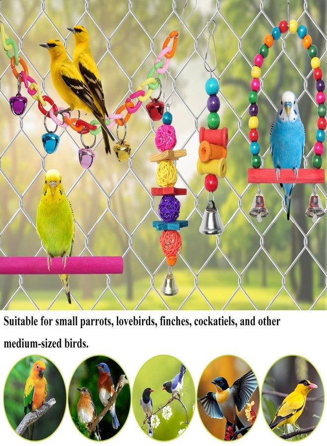 Sdfvsdg Bird Toys for Conures with Colorful Hammock Bird Cage Accessories Wooden Perch Stand Hanging Bell Birds Chewing Toys for Parrot Parakeet Budgerigar Cockatiel Lovebirds - Image 3