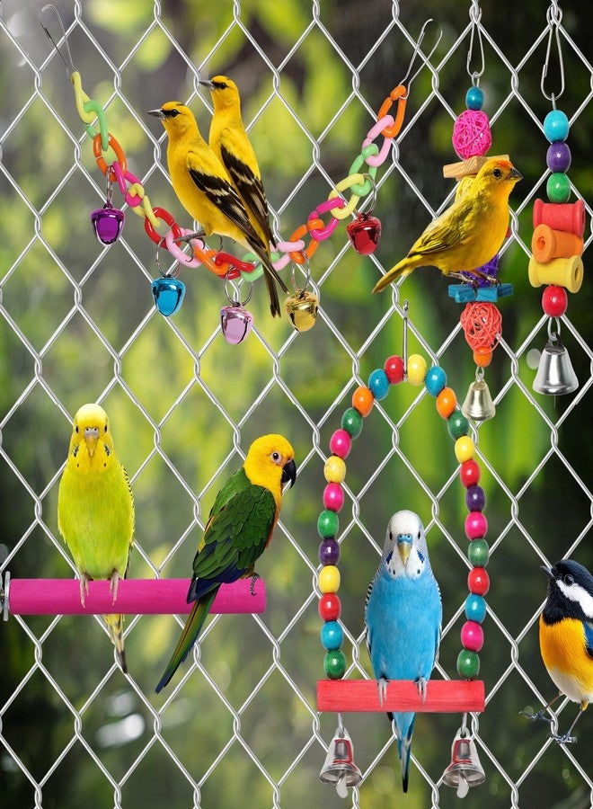Sdfvsdg Bird Toys for Conures with Colorful Hammock Bird Cage Accessories Wooden Perch Stand Hanging Bell Birds Chewing Toys for Parrot Parakeet Budgerigar Cockatiel Lovebirds - Image 4